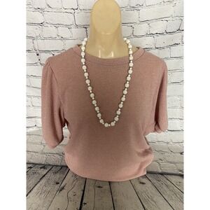 VTG‎ 1983 Avon Bermuda Collection White Rose Motif Beaded Necklace Hidden Clasp